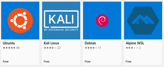Linux Distributions at the Microsoft Store